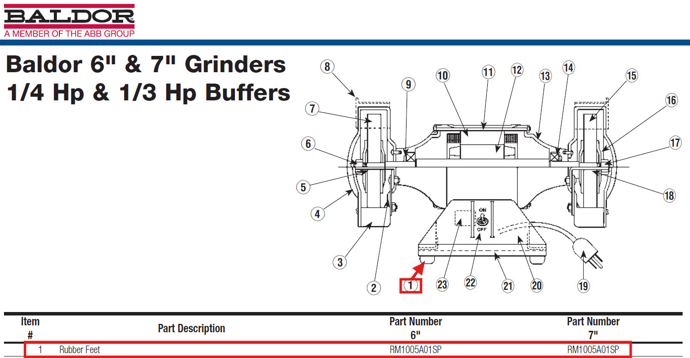 New Improved Bench Grinder Rubber Feet With Hardware Set of 4EA