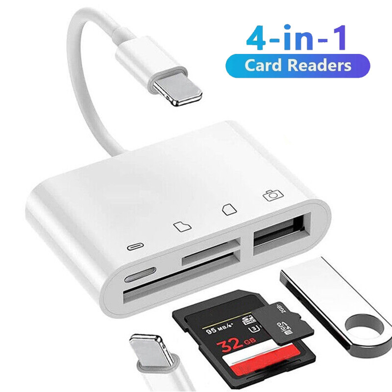 4 in 1 OTG Adapter USB3.0 Flash Drive SD/TF Card Reader For iPhone14-6/iPad US🔥