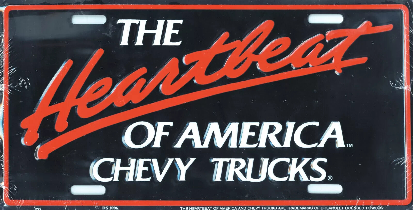 Chevrolet The Heartbeat Of America Embossed Metal License Plate Sign