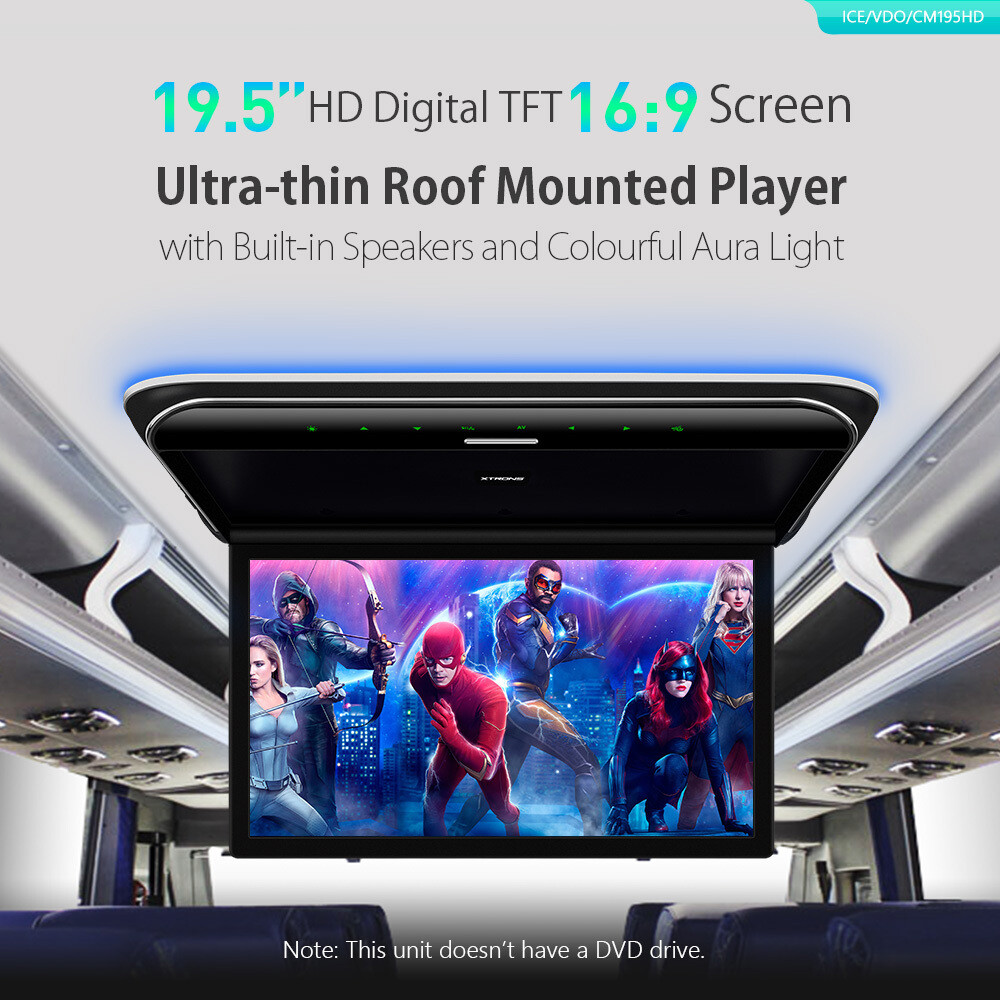 19.5" Flip Down Car Monitor Roof Mount Player HDMI for Coach Bus Van Motorhome