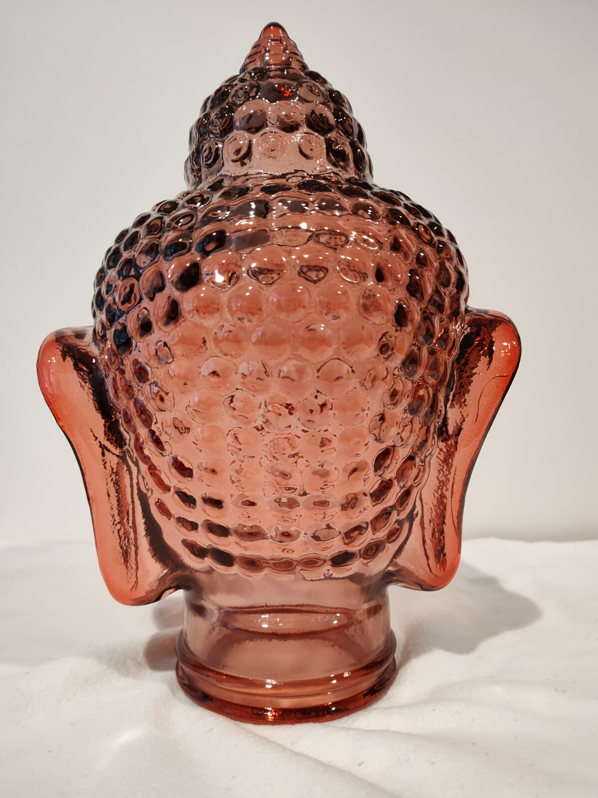 Glass BUDDHA HEAD, SOFT PINK, Life Size Mannequin Buddha Head for Decor.