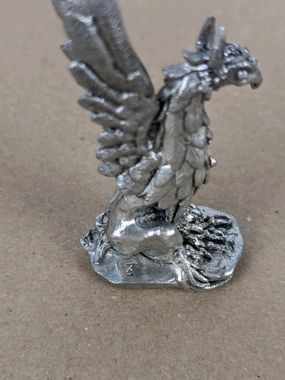 Vintage Pewter Sitting Gryphon Griffin Figurine by James Lane Casey Fantasy 3.5"
