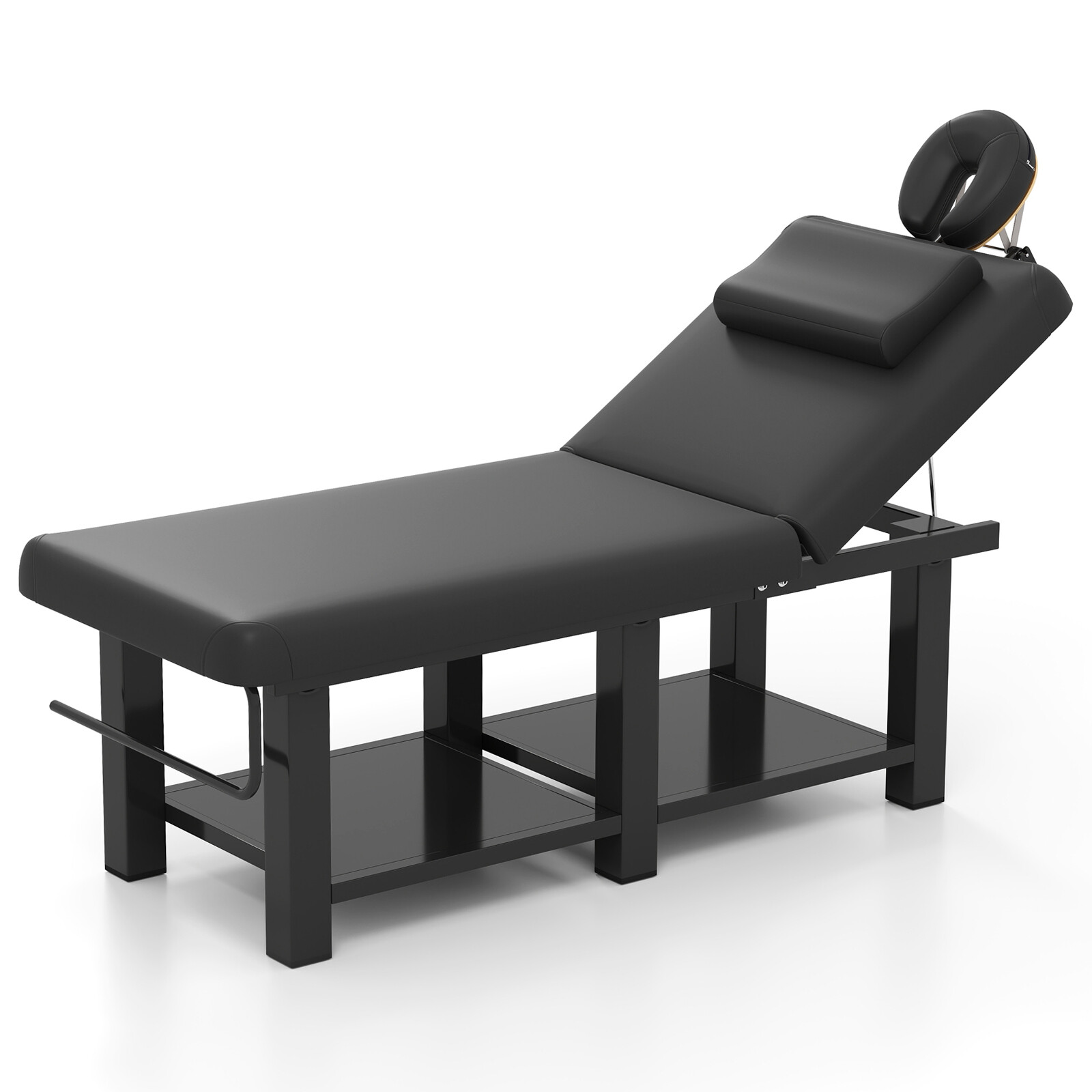 Black HeavyDuty Wide Massage Table Facial Bed Salon Beauty w/Open-Chest,Headrest