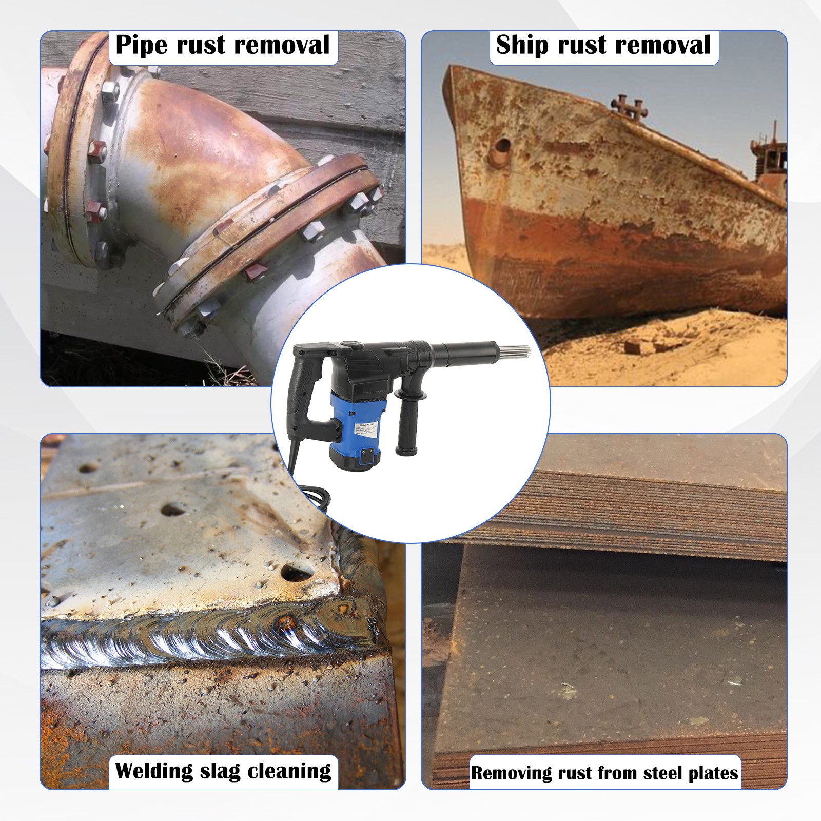 AC110V Electric Needle Scaler Needle Derusting Gun Marine Rust Removal Tool