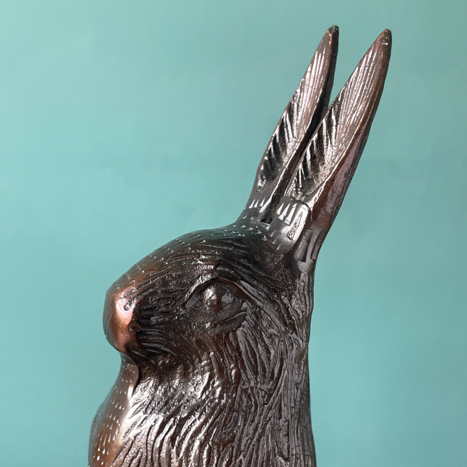 Vintage Bronze Tone Standing Rabbit Figurine Sculpture Heavy EASTER BUNNY