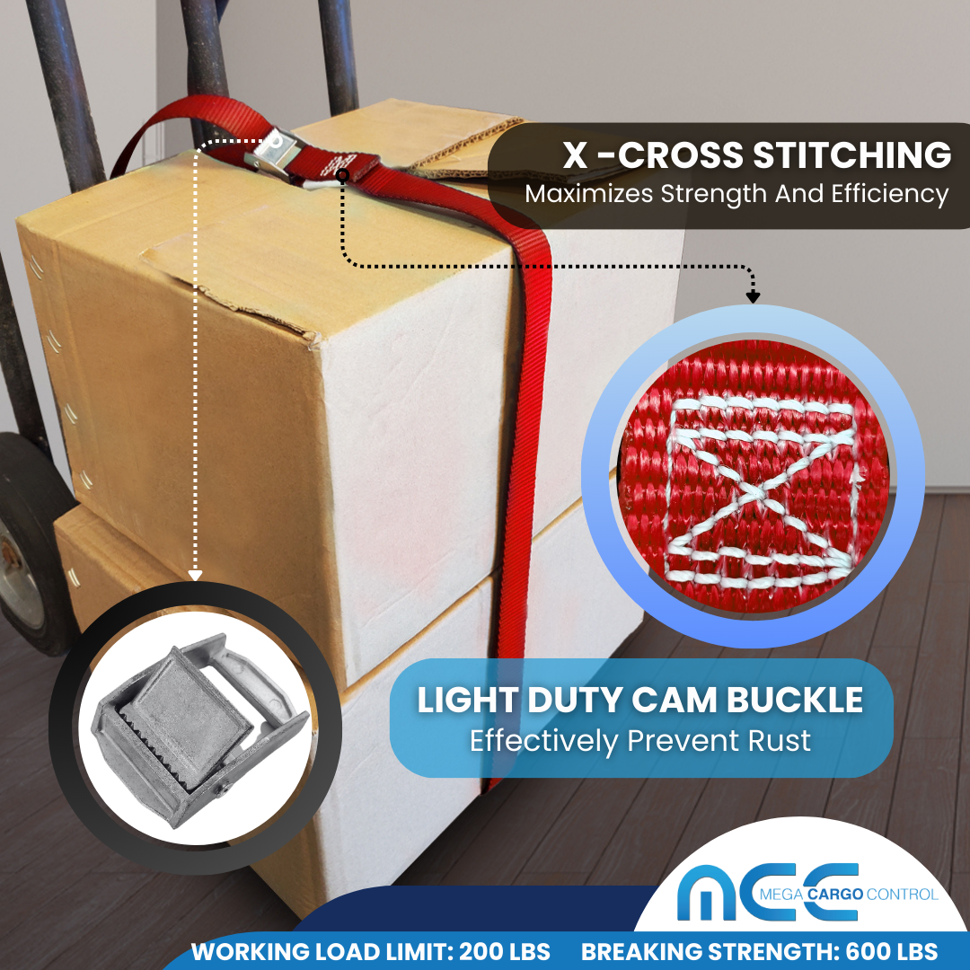 USA 1" x 3'- 15' Endless Cargo Lashing Strap w/Cam Buckle for Motorcycle Bicycle