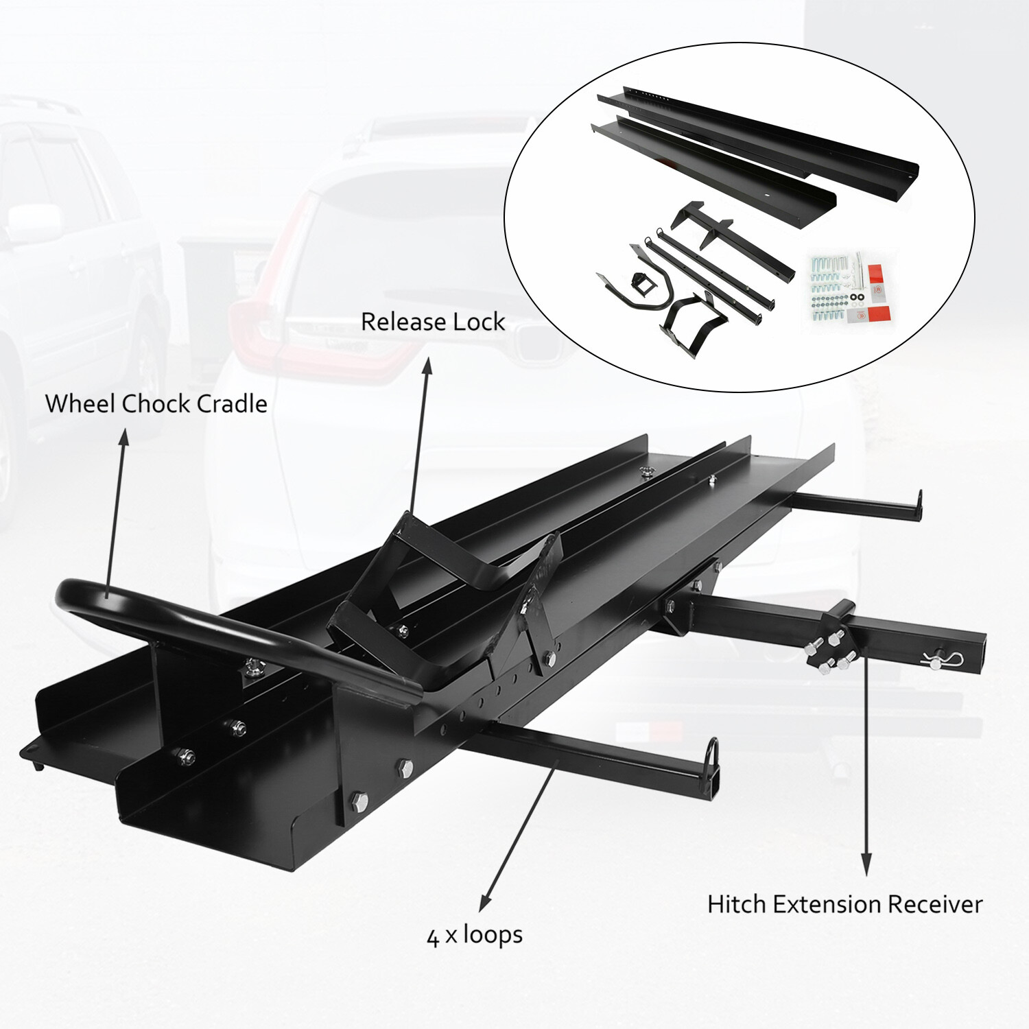 8" Motorcycle Carrier Hitch Rack Mount Dirt Bike Trailer Hitch w/ /Loading Ramp
