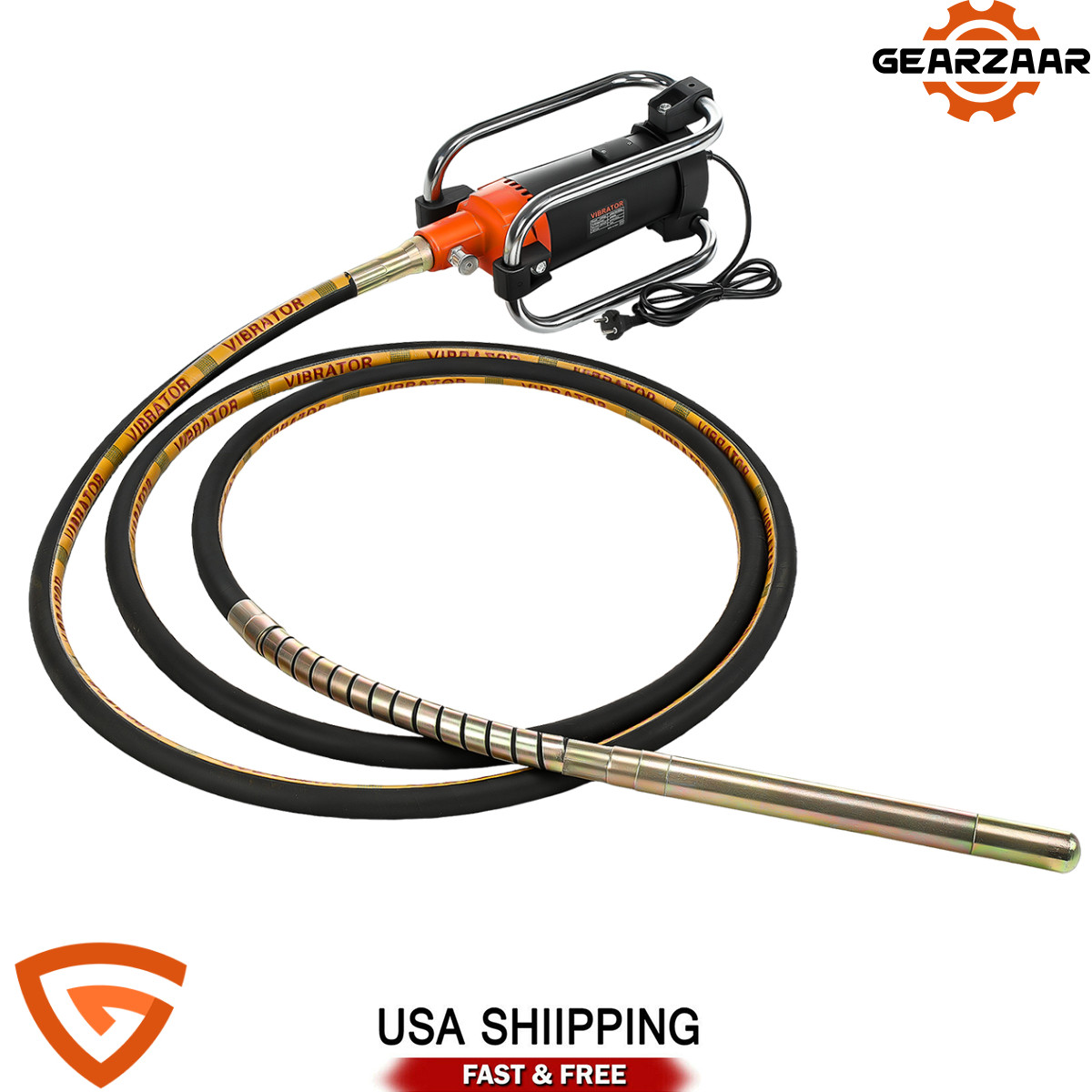 Electric Concrete Vibrator 2000W 14-3/4 Ft Poker to Remove Air Bubbles 10000VPM