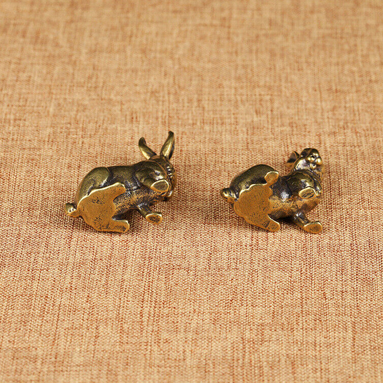 1 Pair Brass Rabbit Figurine Mini Rabbit Statue Ornament House Animal Figurines