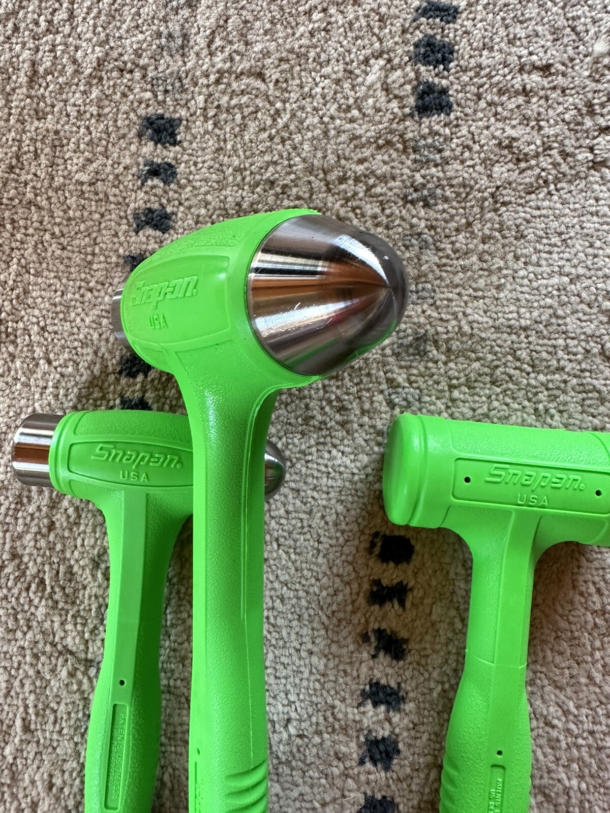 Snap-on Dead Blow Hammer Set. Green 16, 24 And 40 Oz.