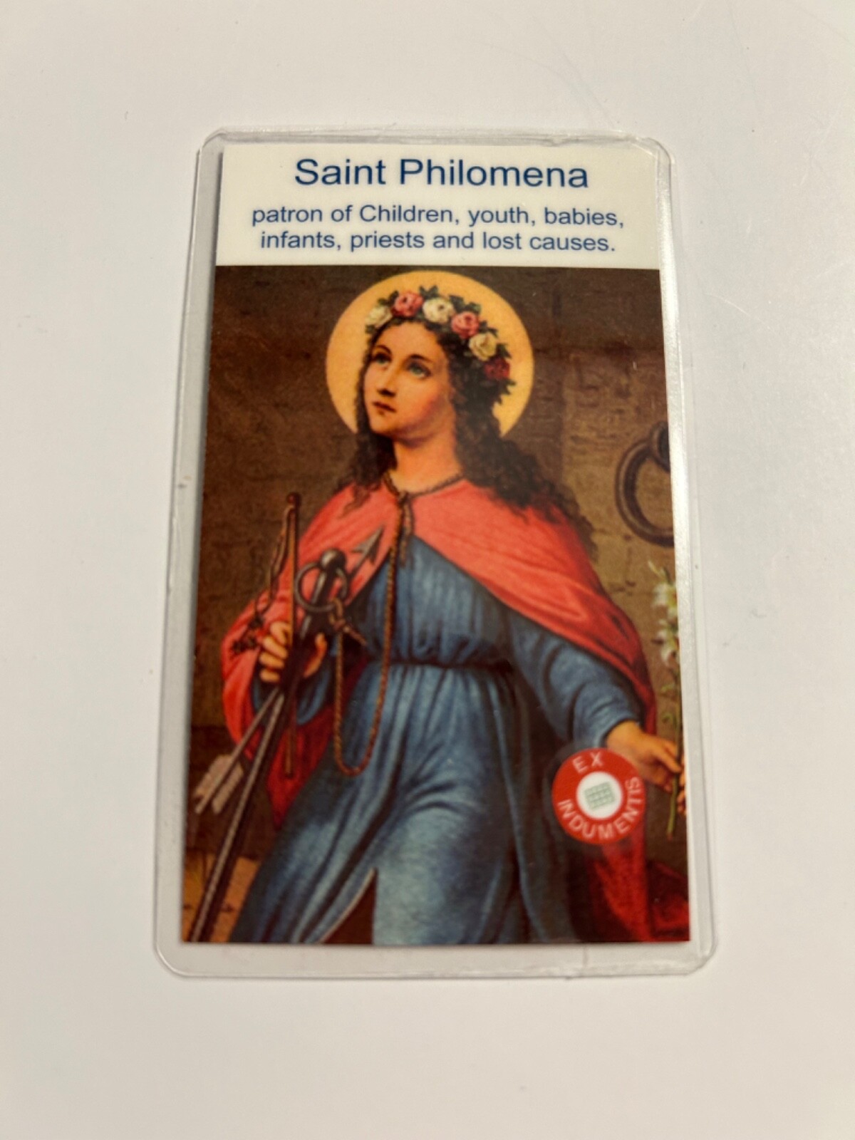 Saint Philomena 3rd Class Relic Card Patron of Children Babies Youth