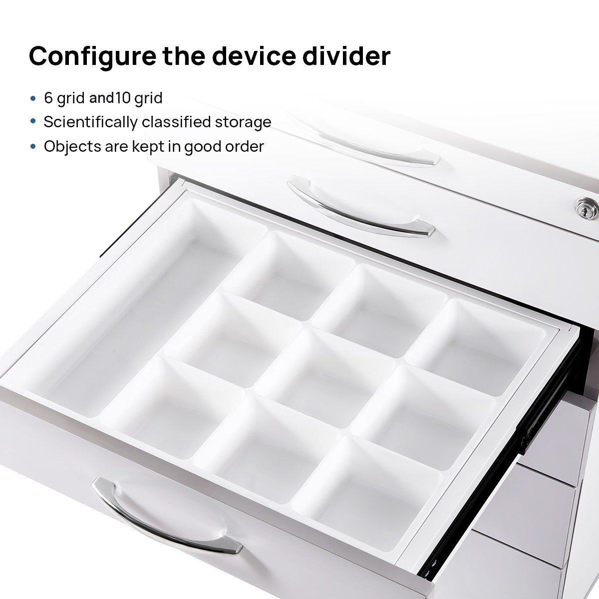 Acrylic Mobile Cabinet with Five Drawers Dental Silicone Wheels Instrument Trays