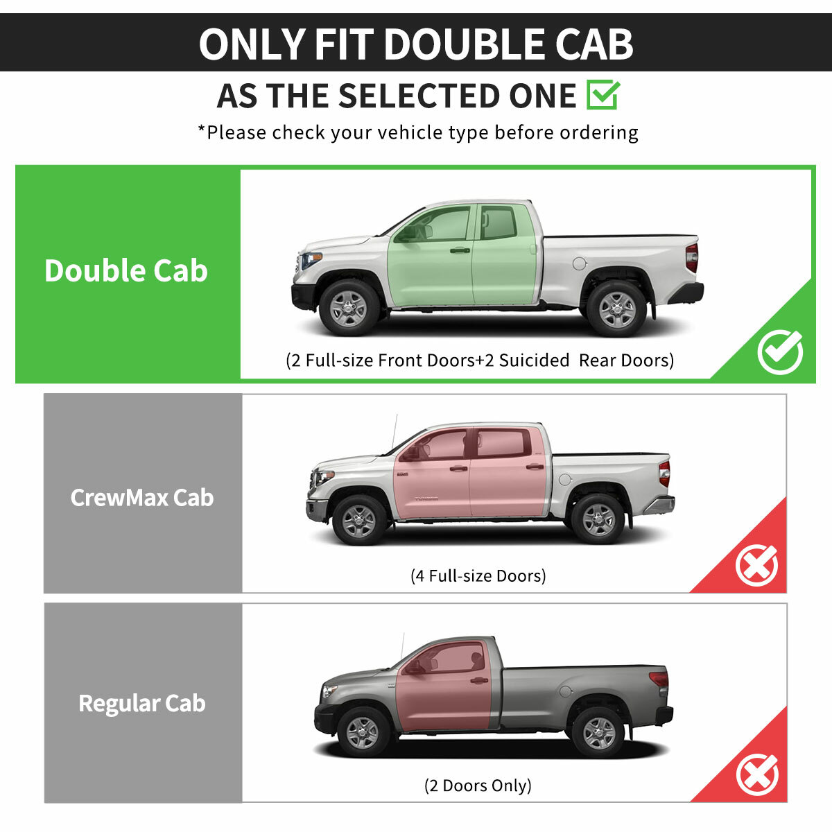 for 2007-2021 Toyota Tundra Double Cab 6" Running Boards Nerf Bars Side Step BLK