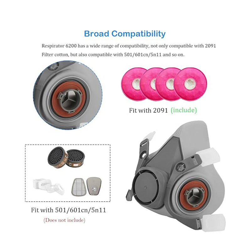 Gas Dust Mask 6200+2091 Gas mask Suit Respirator Painting Spraying Face Size M