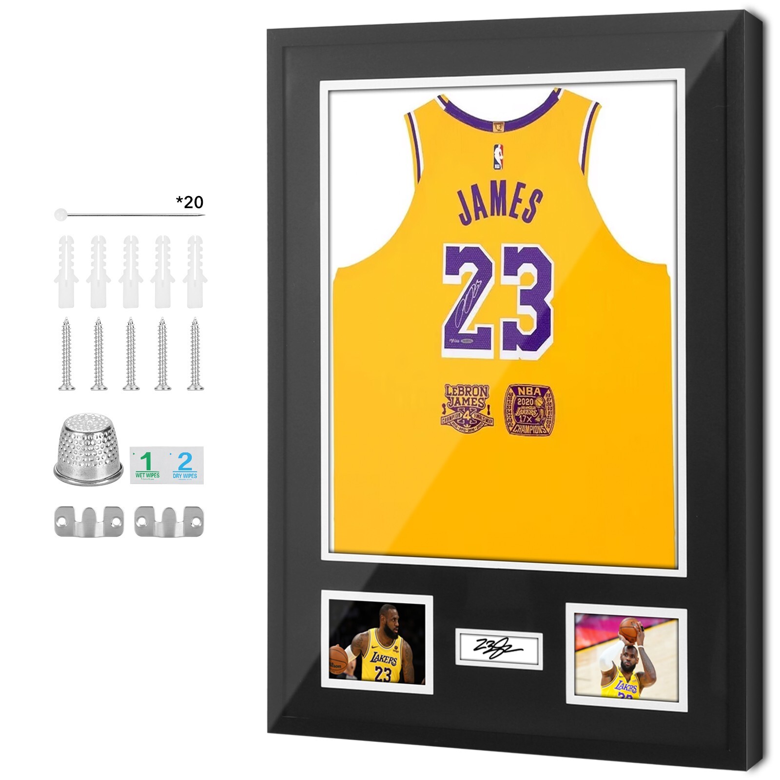 Jersey Display Case with UV Plexiglass, Mat & Pinboard for Sports Shirt (1 Pack)