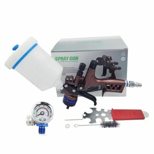 600ML HVLP Spray Gun 1.3mm Nozzle With Pressure Regulator Car Surface Spraying