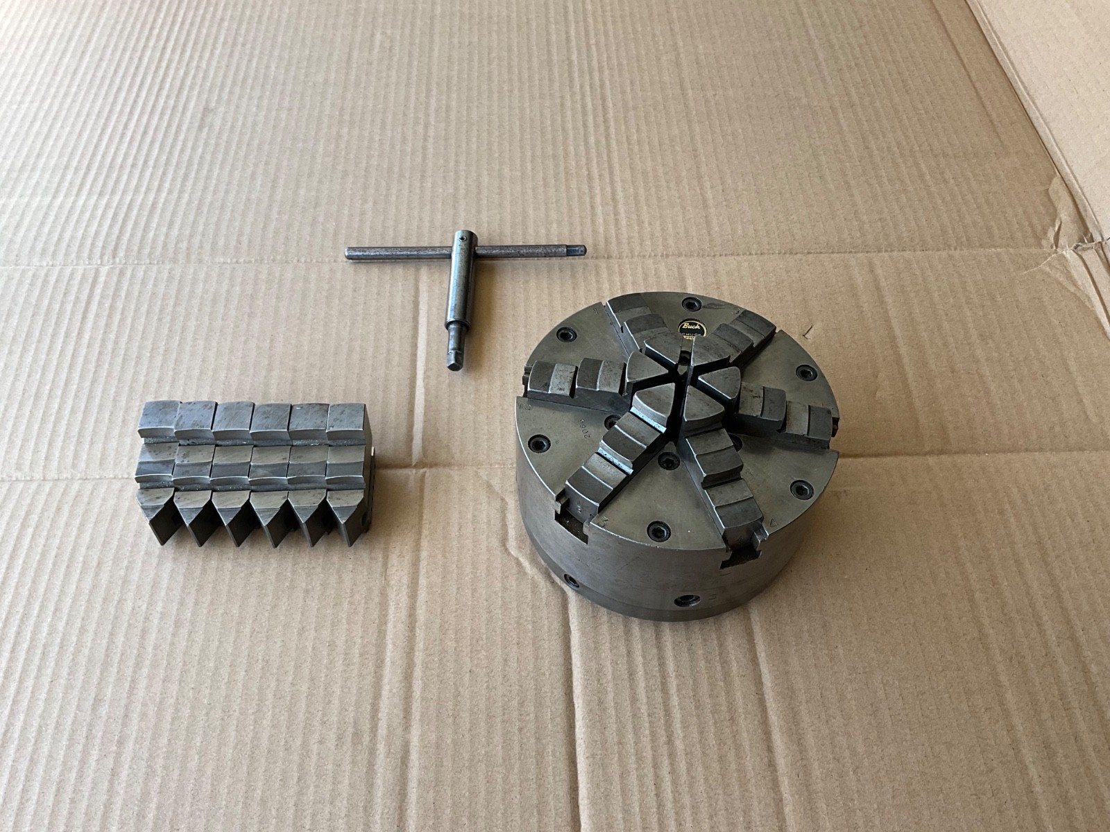 Buck 6inch 6 Jaw Adjust Tru / Hardinge Taper Mount Lathe Chuck