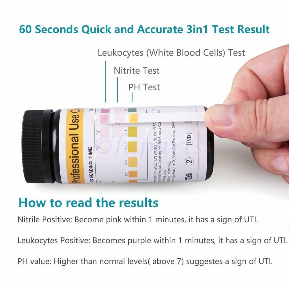 UTI Test Strips 3-in-1 Urinary Tract Infection for Leukocytes Nitrite PH Test US