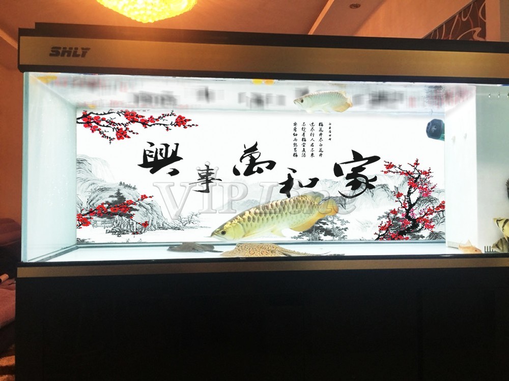 Aquarium Background Poster Blessing Calligraphy HD Fish Tank Decor Landscape