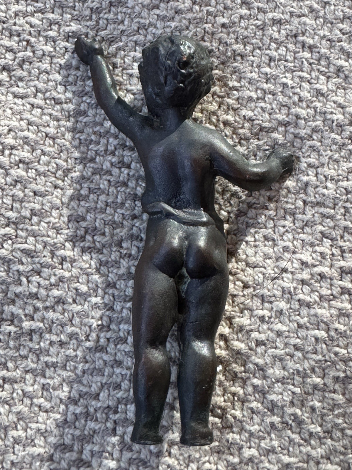 Antique Solid Bronze 3.5” Boy Cherub Figurine