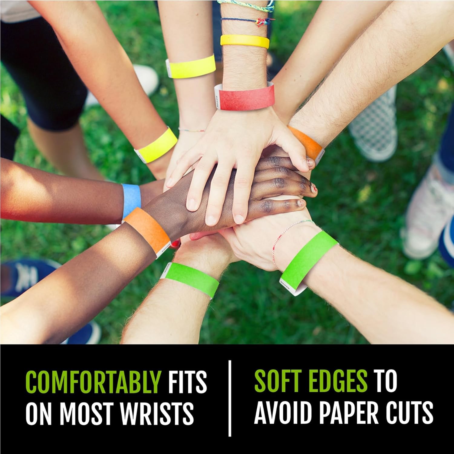 500 WristCo Tyvek Wristbands for Events – 500 500 ct., 5 Color Variety Pack