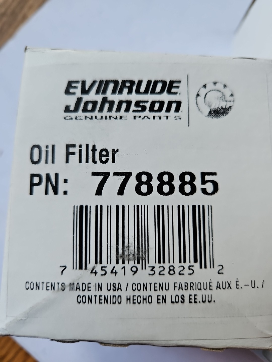Evinrude Johnson 0778885 Oil Filter 778885 (2 FOR $30) NOS OEM OilSh