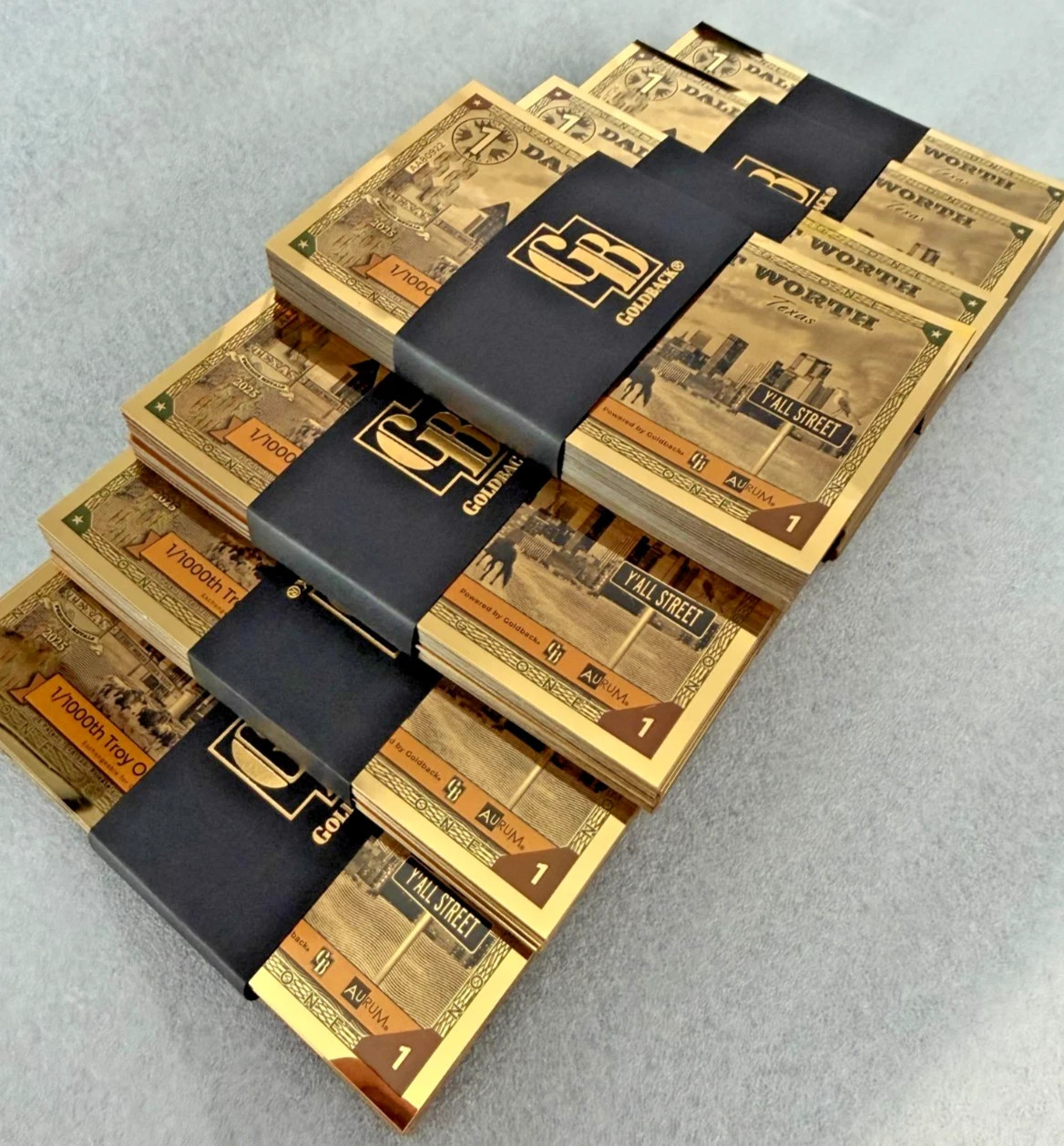 1 DALLAS FORT WORTH Goldback Aurum Gold Foil Note 1/1000 oz 24kt .999 Fine GOLD