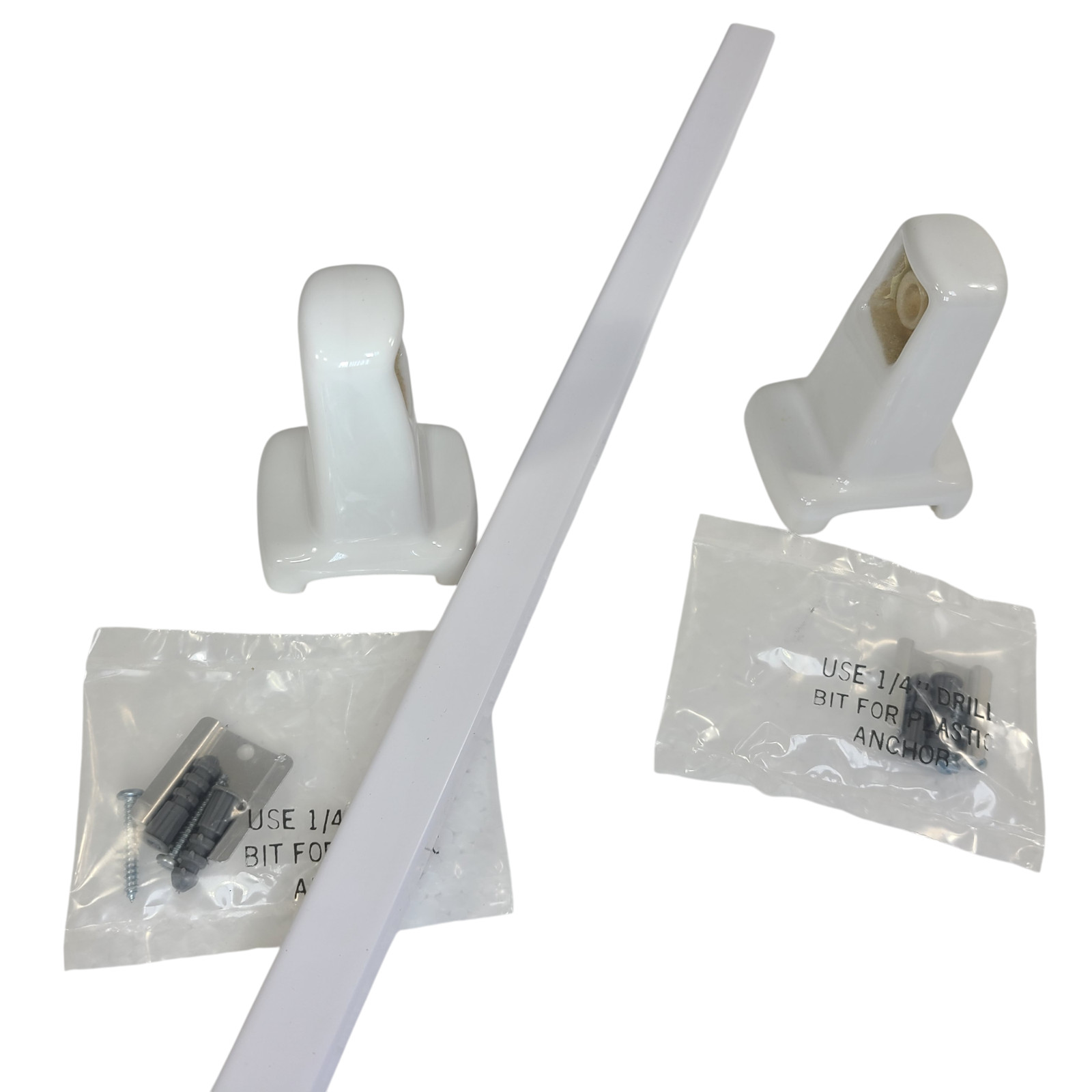 Vintage White Ceramic Towel Bar Rod Rack Post Holders Bracket Screw in Drywall