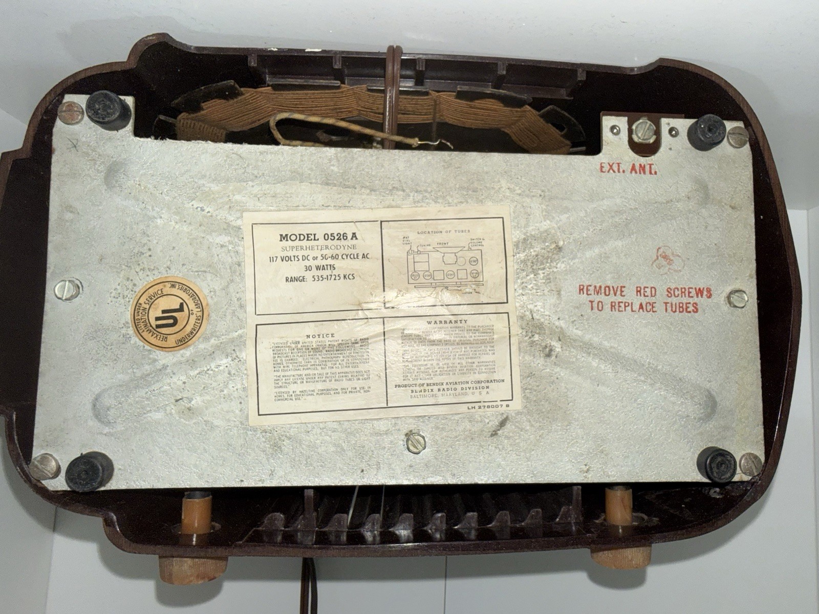 1946 Bendix Super Heterodyne Tube Radio 0526A KC Police Aviation WORKS