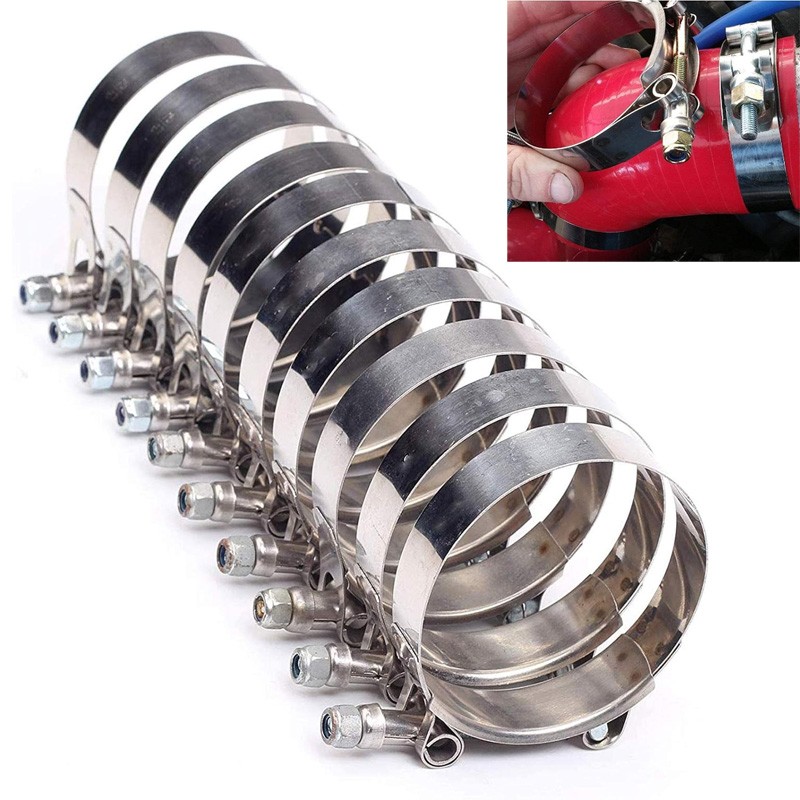 2/2.5/3/3.5/4" 304 Stainless Heavy Duty T-Bolt Turbo Intake Silicone Hose Clamps
