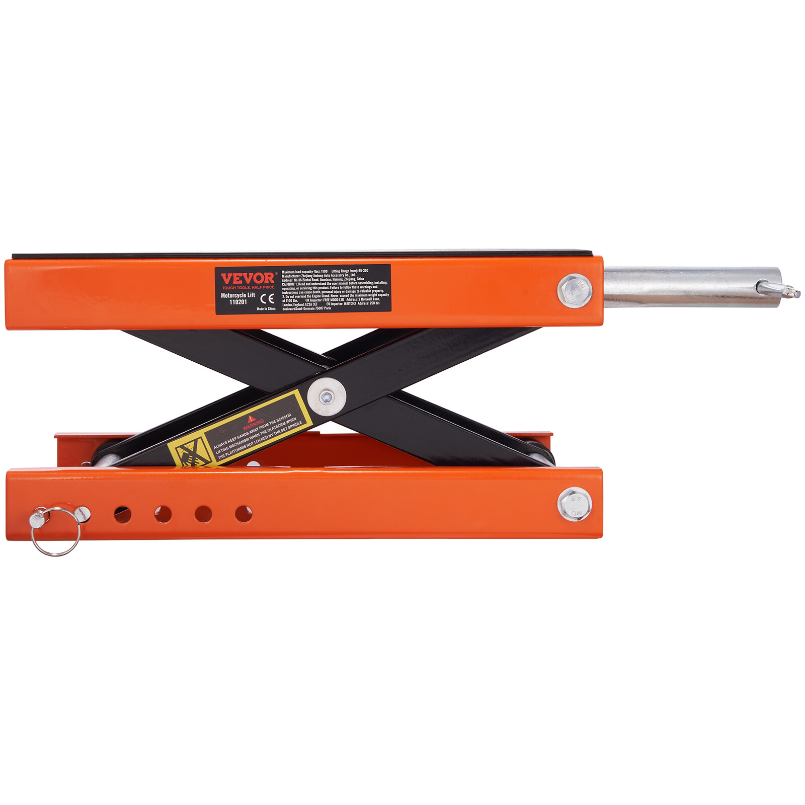 VEVOR Motorcycle Scissor Jack Lift 1100 lbs Wide Deck Hoist Stand for ATVs Bike