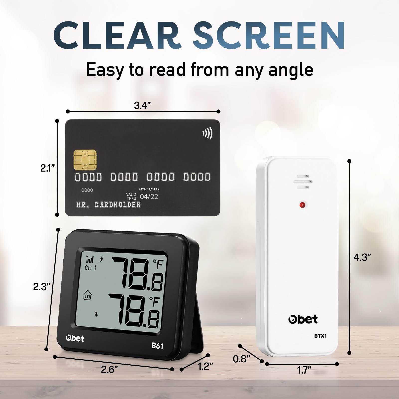 Wireless Indoor Outdoor Digital Thermometer 500ft Remote Temperature Monitor