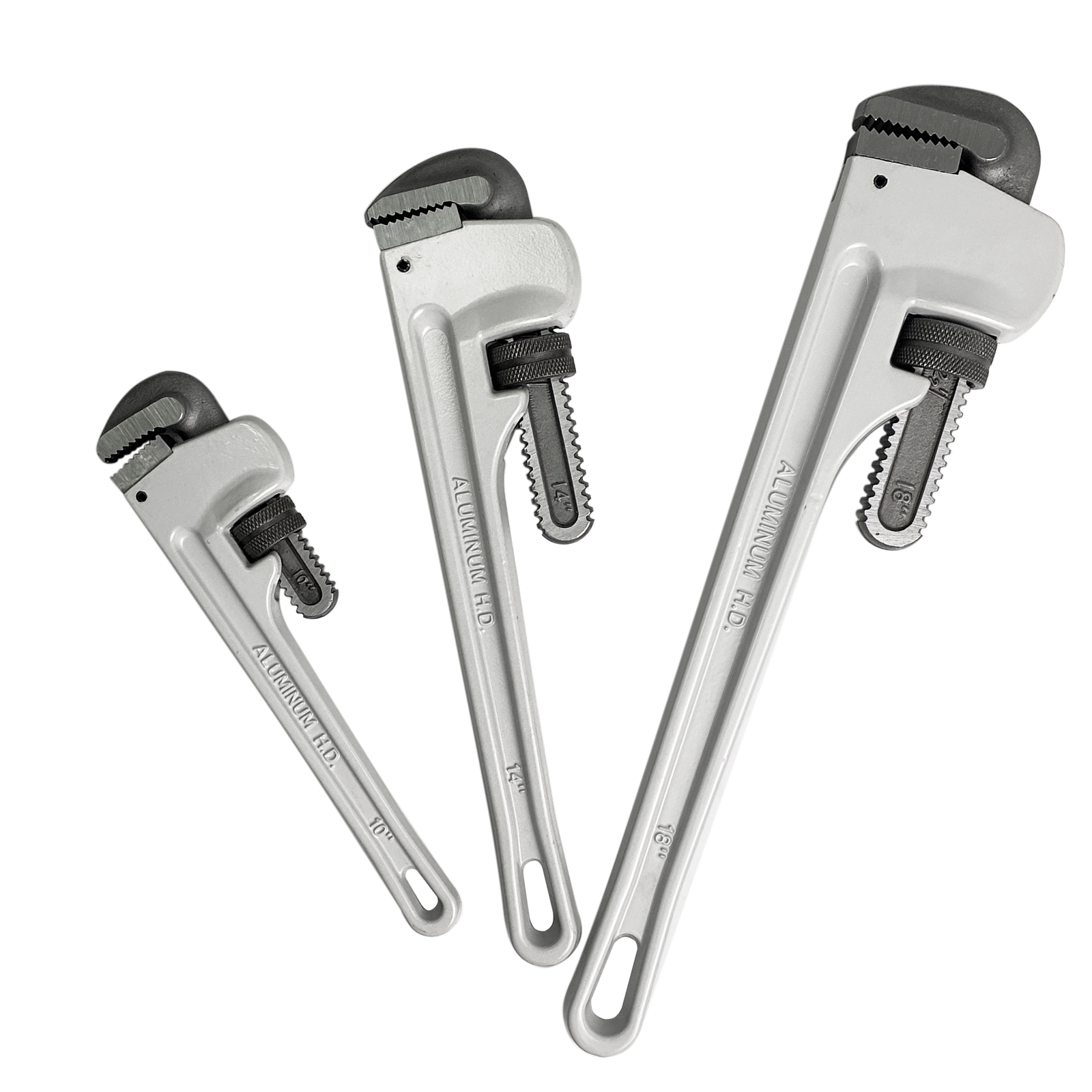 HFS(R) 3-Piece Heavy Duty Aluminum Straight Pipe Wrench Set, 10", 14", 18"