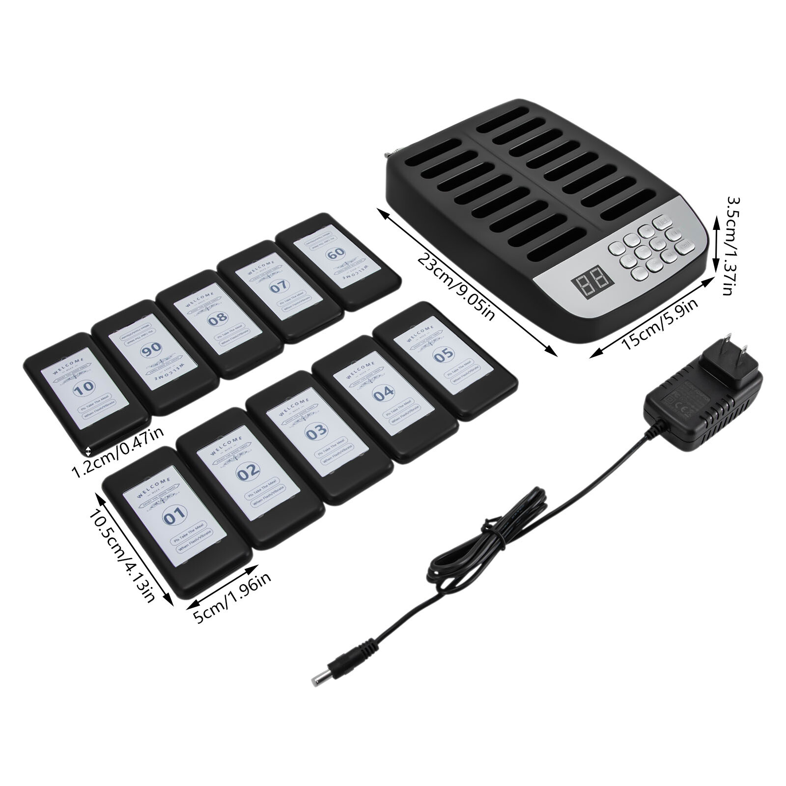 Restaurant Pager System 10 Pagers Wireless Calling System Set for Church Nurse