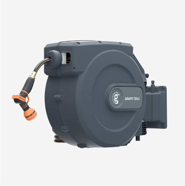 Giraffe Tools Retractable Garden Hose Reel Wall Mount 5/8-IN 115-FT with Nozzle