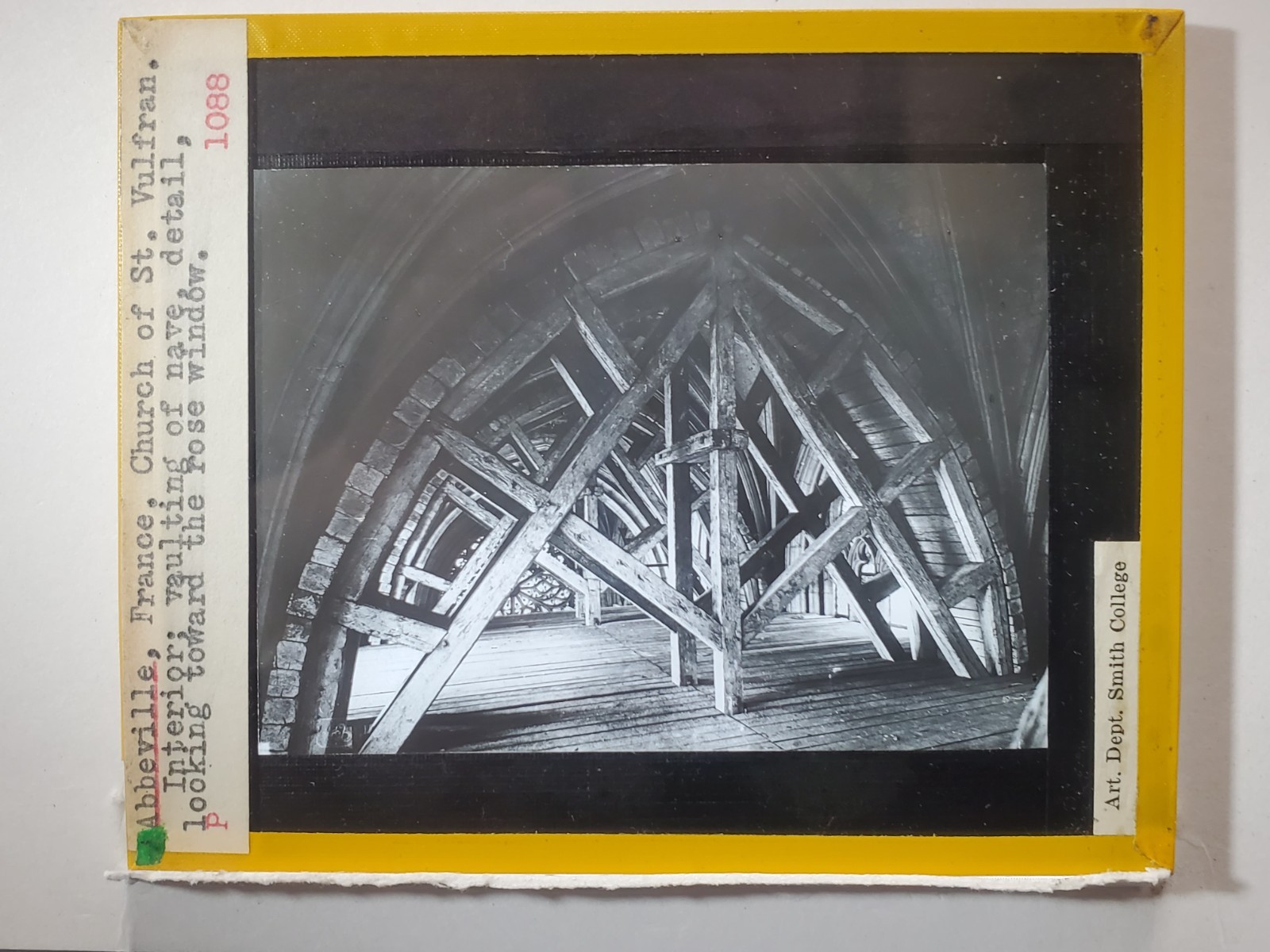 Vaulting Of Nave, St. Vulfran, Abbeville, France, Magic Lantern Glass Slide