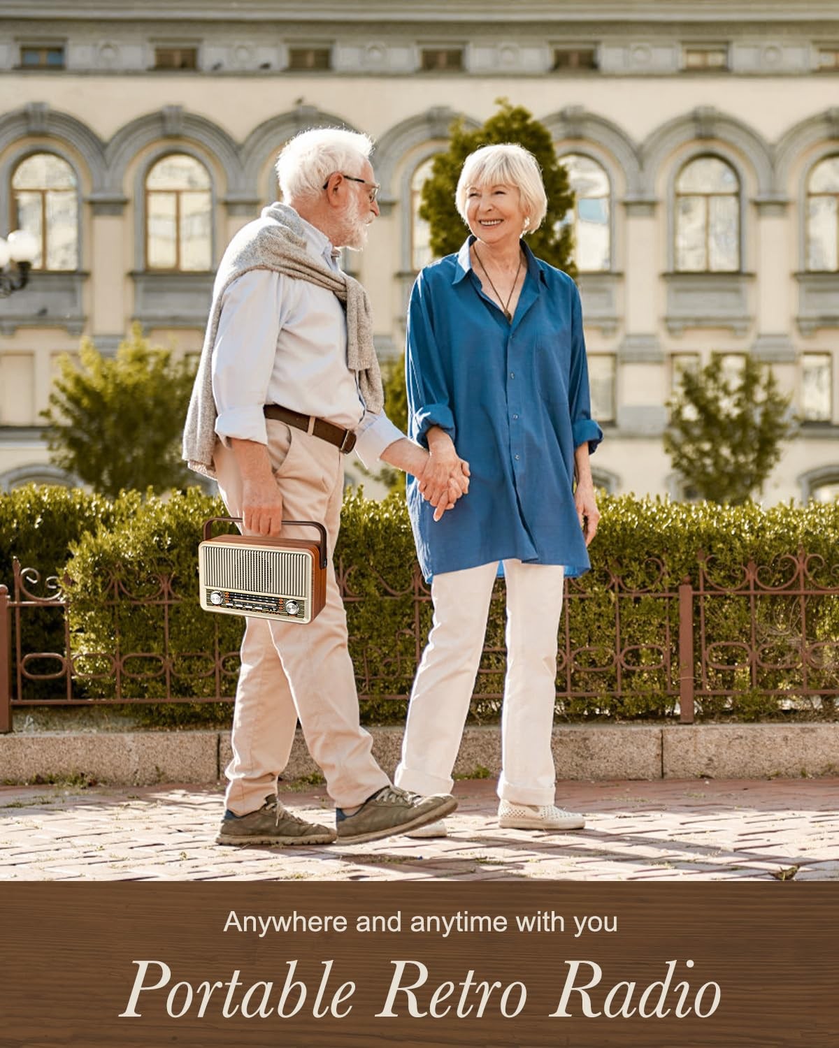 PRUNUS J-120 Retro Vintage Radio AM FM Bluetooth AUX USB Rechargeable