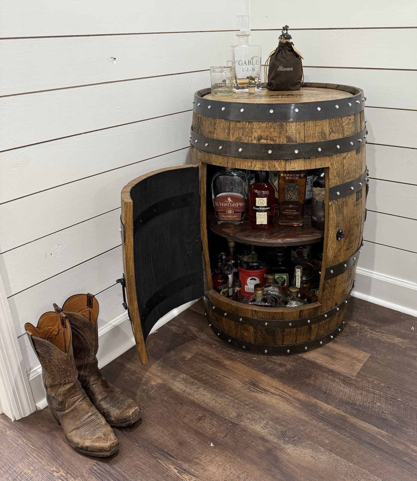 Whiskey Barrel Cabinets Bars “Free Shipping”