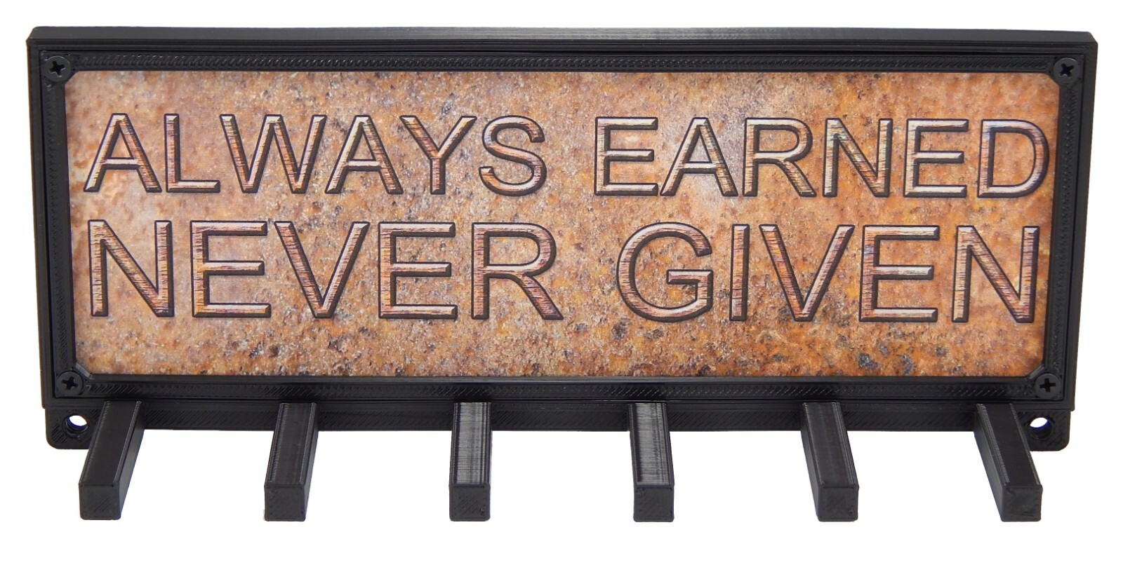 Always Earned Never Given Sports Race Medal Display Rack Holder Hanger Organizer