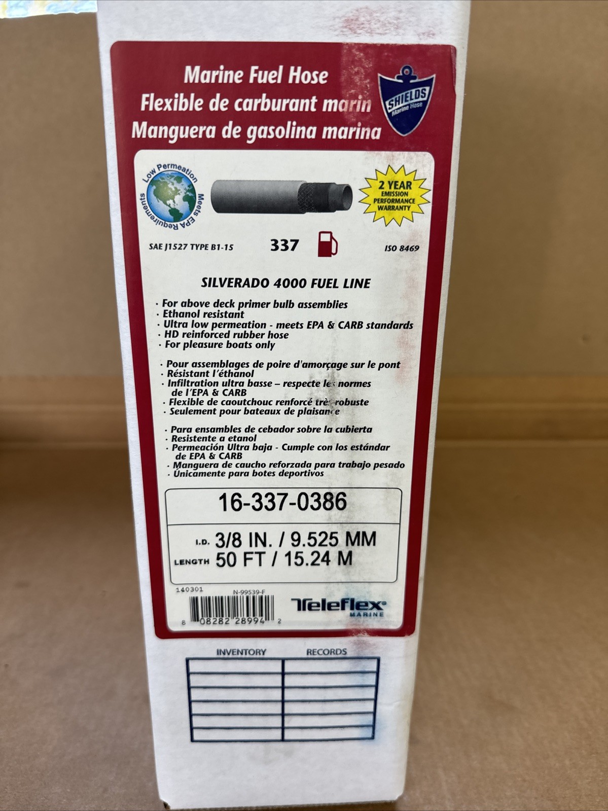 Shields SIERRA MARINE 16-337-0386 3/8 SILVERADO 4000 Fuel Line 1 Foot Teleflex