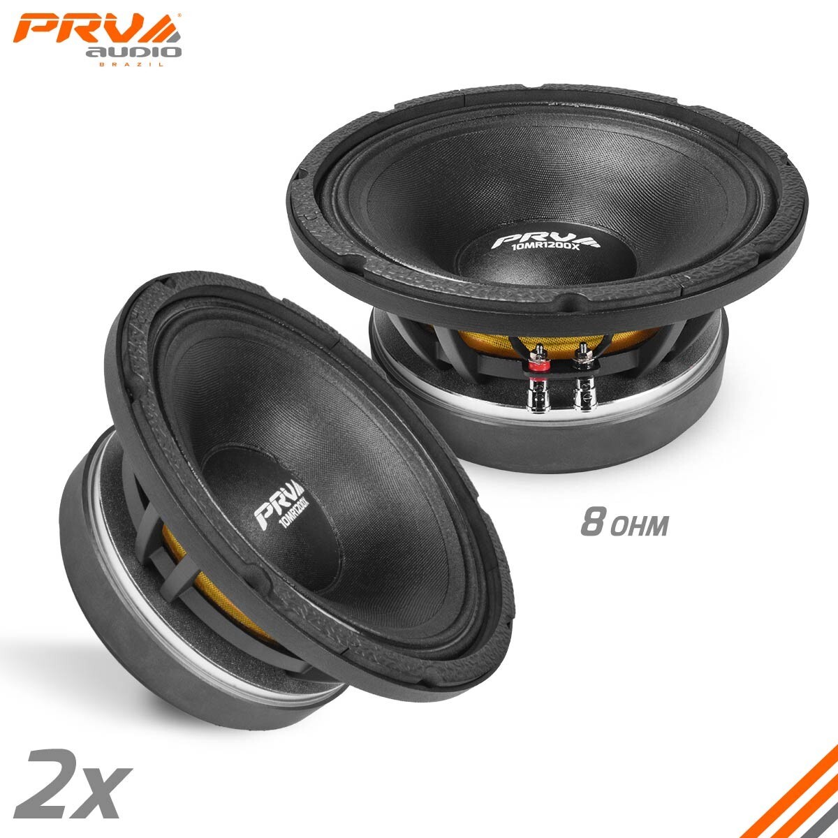 2x PRV 10" Midrange Speaker 10MR1200X 2400W 8 Ohm High Output Pro Audio Speaker