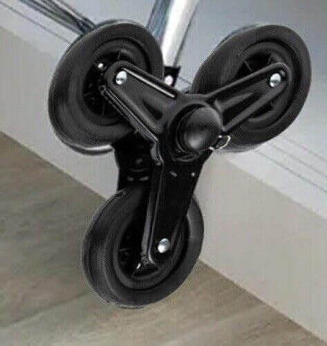 Tri 6 Wheels Black Shopping Trolley Folding Stair Climbing Grocery Cart With Bag