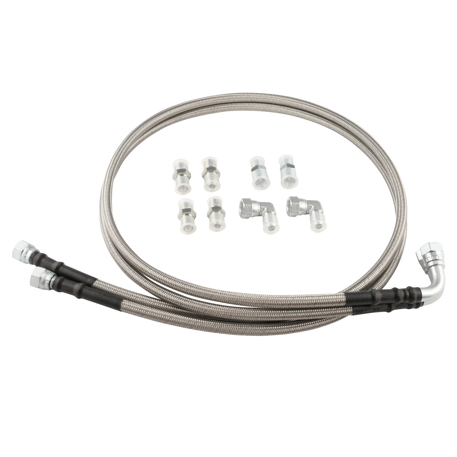 SS Braided Transmission Cooler Hose lines Fittings TH350 700R4 TH400 52" Length
