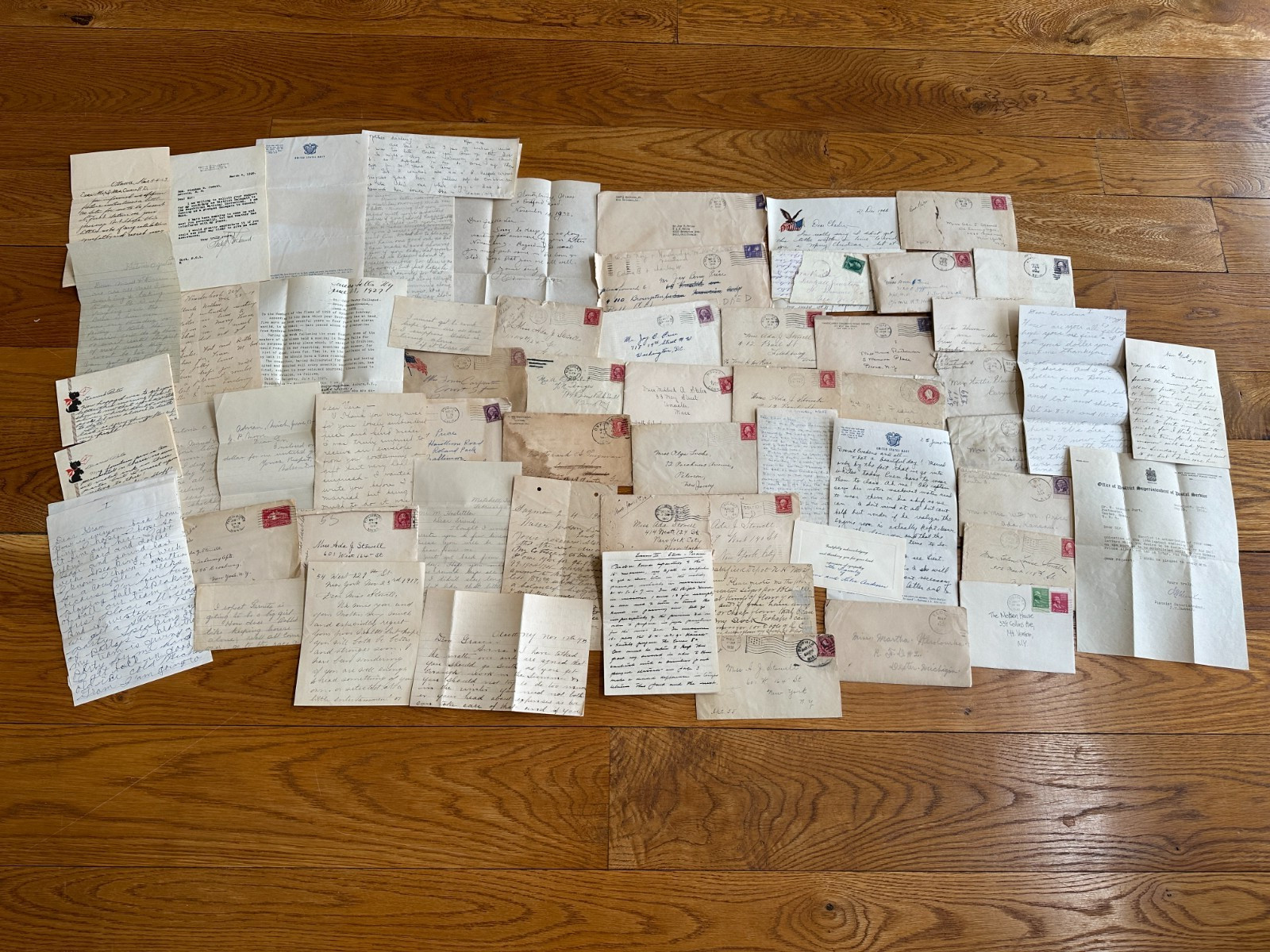 60 Pc. Mixed Correspondence Letter Lot 1885-1940s Vintage & Antique Old US Mail