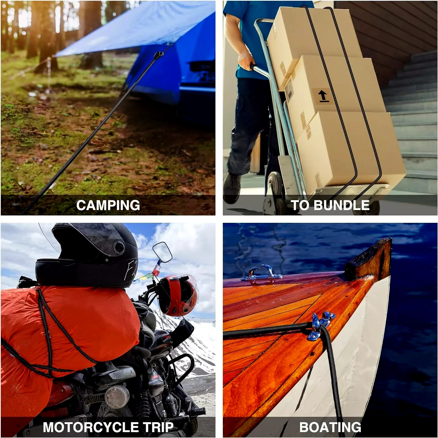 8mm HEAVY DUTY BLACK MARINE GRADE BUNGEE CORD Tarp Tie Down Strap 12-20-24-30-40