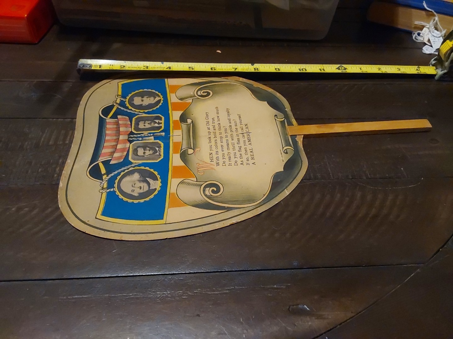 1920s Calvin Coolidge Patriotic Hand Fan Wm. Frear Troy NY