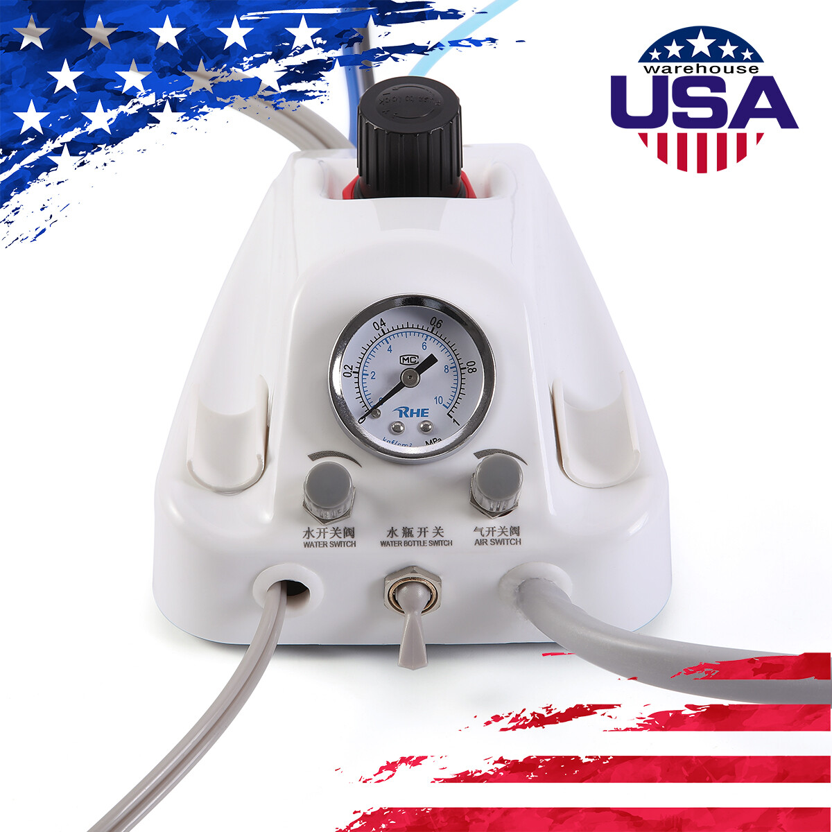 Portable Dental Turbine Unit 3Way Syringe Work with Air Compressor/Handpiece Kit