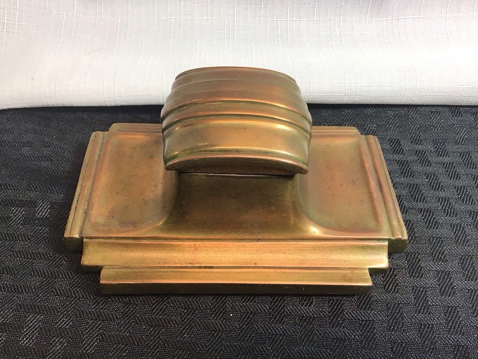 Art Deco Brass Inkwell Stand Tray