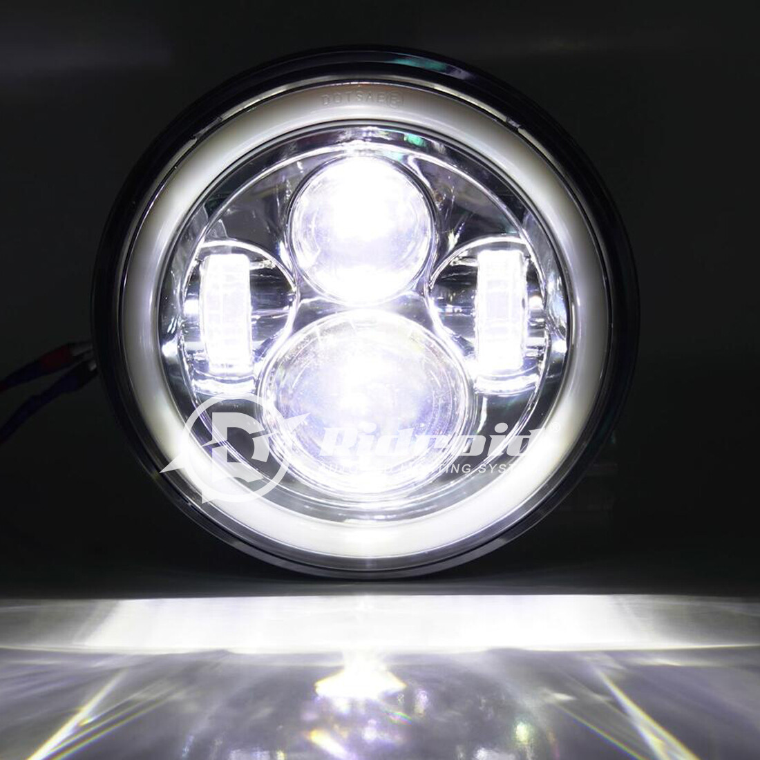 7" LED Headlight Halo + Passing Lamps For Harley Heritage Softail Classic FLSTC