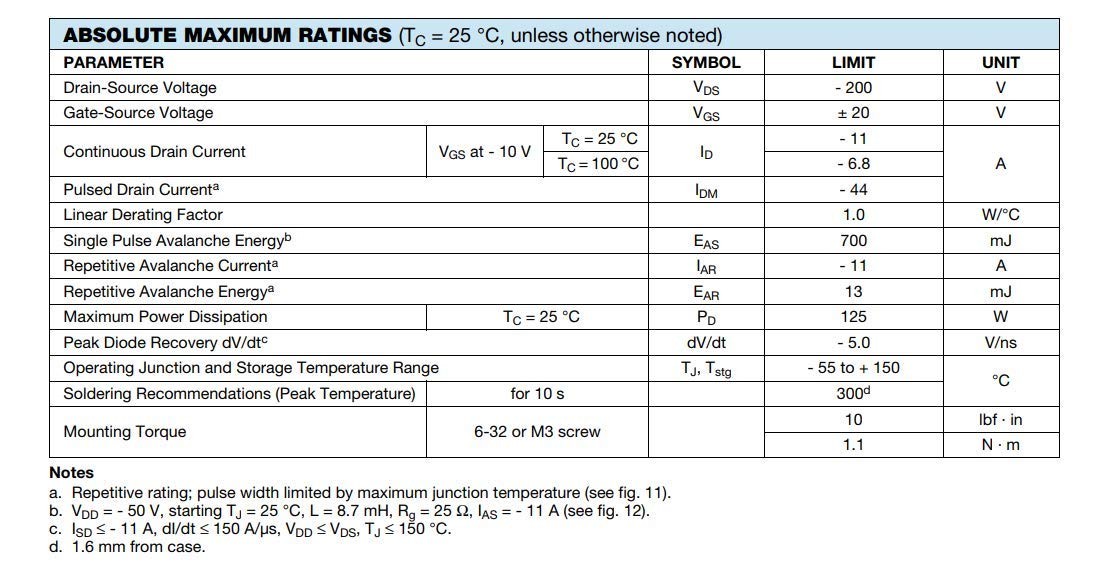 10pcs IRF9640PBF IRF9640 9640 P-Channel MOSFET Transistor 11 A/200 V, 3-Pin T...